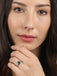 CLARA 925 Sterling Silver Dark Green Eye Ring with Adjustable Band Rhodium Plated, Swiss Zirconia Gift for Women & Girls