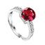 CLARA 925 Sterling Silver Blood Red Eye Ring with Adjustable Band Rhodium Plated, Swiss Zirconia Gift for Women & Girls