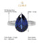 CLARA 925 Sterling Silver Royal Blue Tear Drop Ring with Adjustable Band Rhodium Plated, Swiss Zirconia Gift for Women & Girls