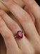 CLARA 925 Sterling Silver Blood Red Tear Drop Ring with Adjustable Band Rhodium Plated, Swiss Zirconia Gift for Women & Girls