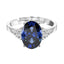 CLARA 925 Sterling Silver Royal Blue Oval Ring with Adjustable Band Rhodium Plated, Swiss Zirconia Gift for Women & Girls