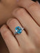 CLARA 925 Sterling Silver Sky Blue Oval Ring with Adjustable Band Rhodium Plated, Swiss Zirconia Gift for Women & Girls