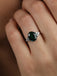 CLARA 925 Sterling Silver Dark Green Oval Ring with Adjustable Band Rhodium Plated, Swiss Zirconia Gift for Women & Girls