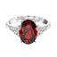 CLARA 925 Sterling Silver Blood Red Oval Ring with Adjustable Band Rhodium Plated, Swiss Zirconia Gift for Women & Girls