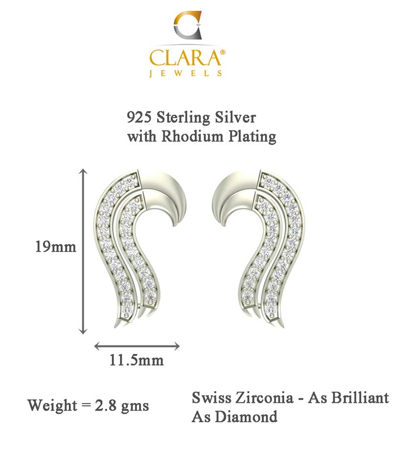 CLARA 925 Sterling Silver Zoe Mangalsutra Tanmaniya Pendant Earring Jewellery Set with Chain Gift for Women and Girls