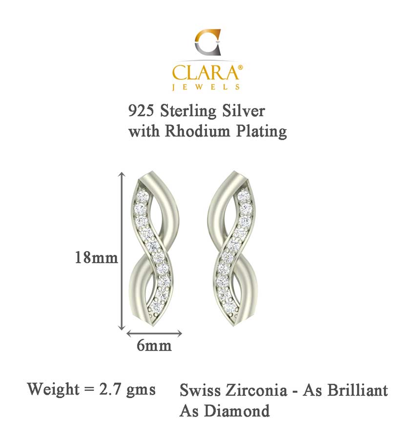 CLARA 925 Sterling Silver Twist Mangalsutra Tanmaniya Pendant Earring Jewellery Set with Chain Gift for Women and Girls