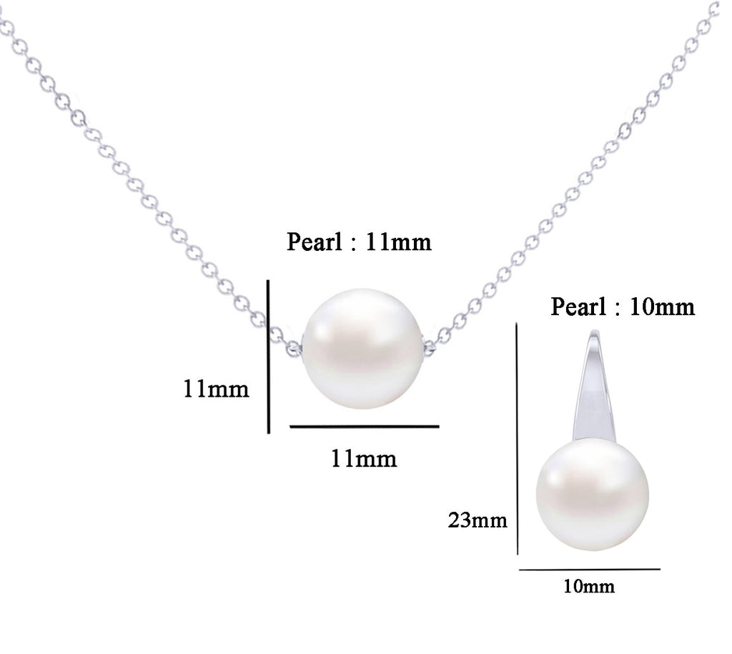 Clara 92.5 Sterling Silver Classic Pearl Pendant Earrings Set with Chain Jewellery Set Gift for Women and Girls