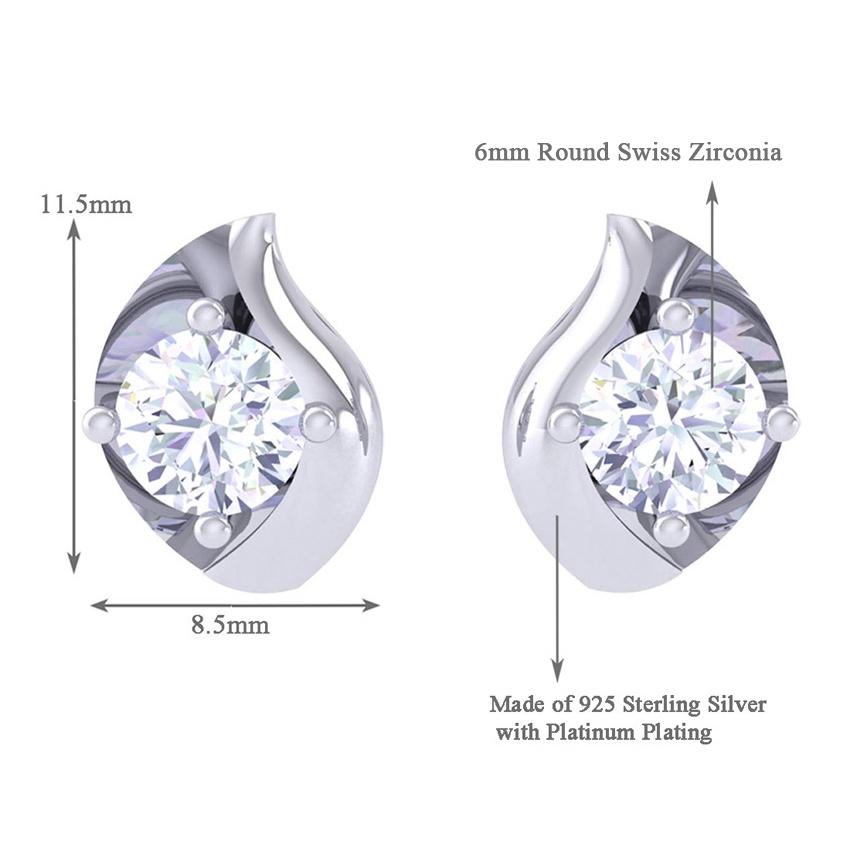 Clara Made with Swiss Zirconia 925 Sterling Silver Platinum Plated Noa Solitaire Earring Gift For Women & Girls