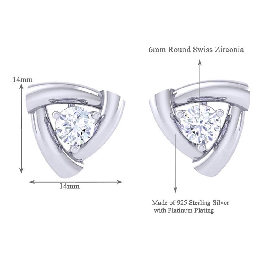 Clara Made with Swiss Zirconia 925 Sterling Silver Platinum Plated Surdy Solitaire Earring Gift For Women & Girls