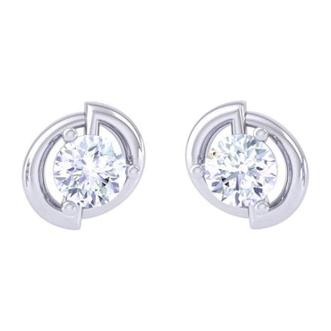 Clara Made with Swiss Zirconia 925 Sterling Silver Platinum Plated Roma Solitaire Earring Gift For Women & Girls
