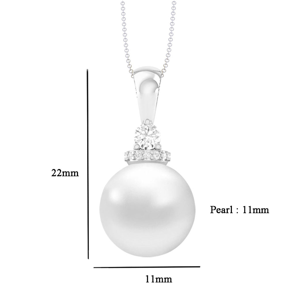 Clara 92.5 Sterling Silver Classic Pearl Pendant with Chain Gift for Women and Girls