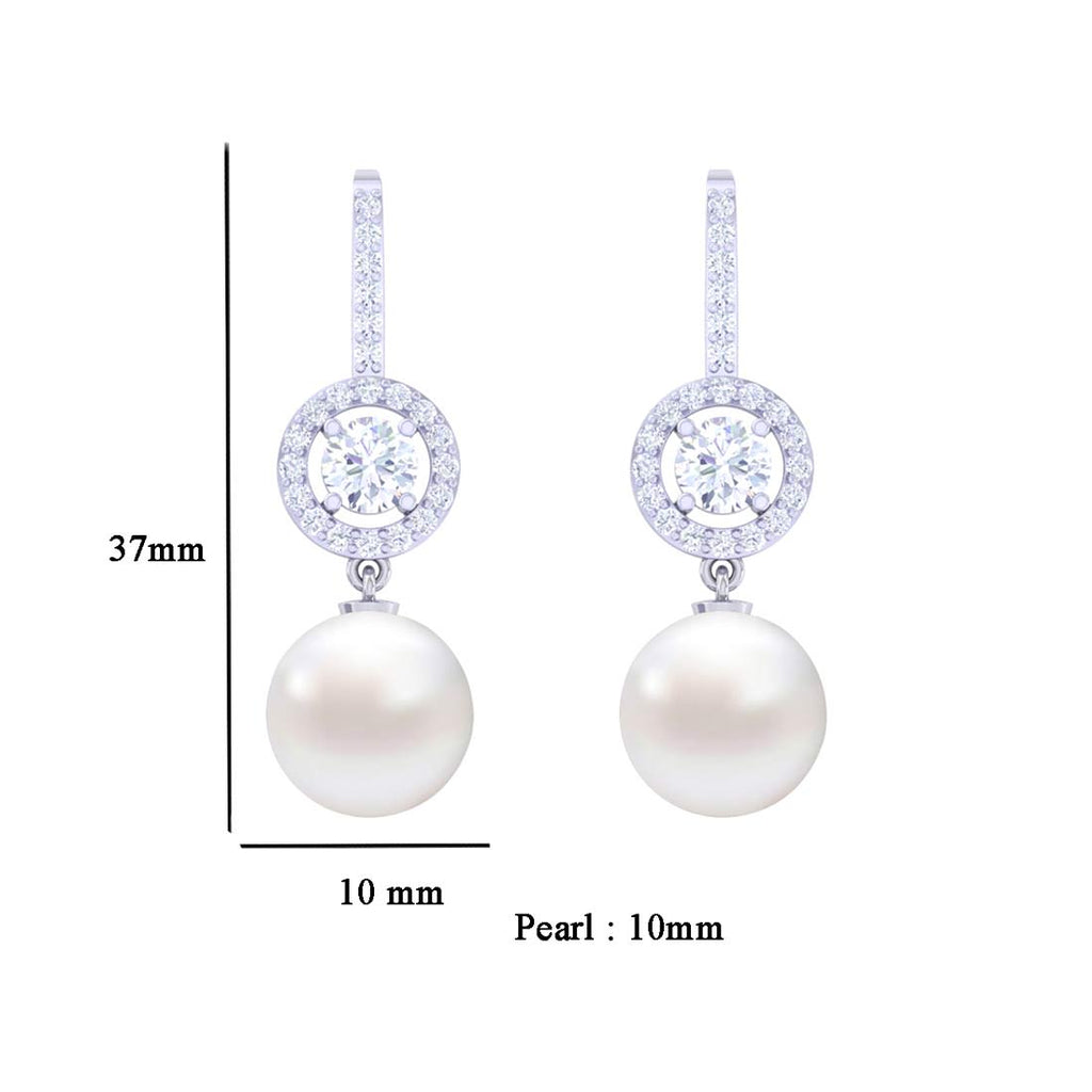 Clara 92.5 Sterling Silver Swiss Zirconia Pearl Earrings Gift for Women and Girls