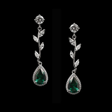 Silver Leafy Green Dangler Earrings