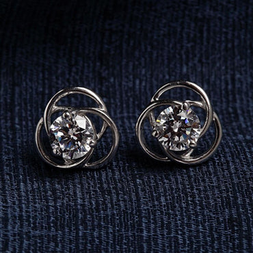 Clara Made with Swiss Zirconia 925 Sterling Silver Platinum Plated Emily Solitaire Earring Gift For Women & Girls