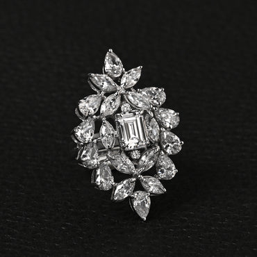 Silver Long Cocktail Ring