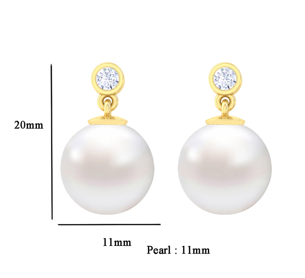 Clara 92.5 Sterling Silver Gold Plated Pearl Earrings Gift for Women and Girls