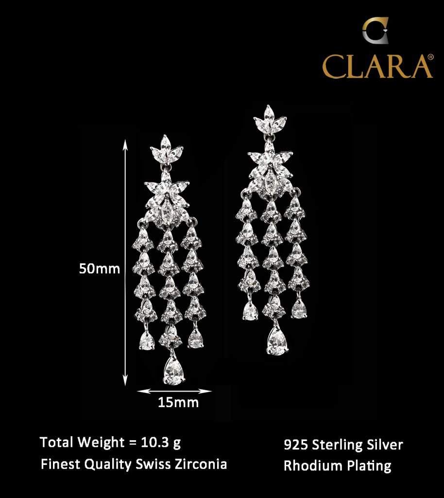 Clara 925 Sterling Silver Shiza Dangler Earrings