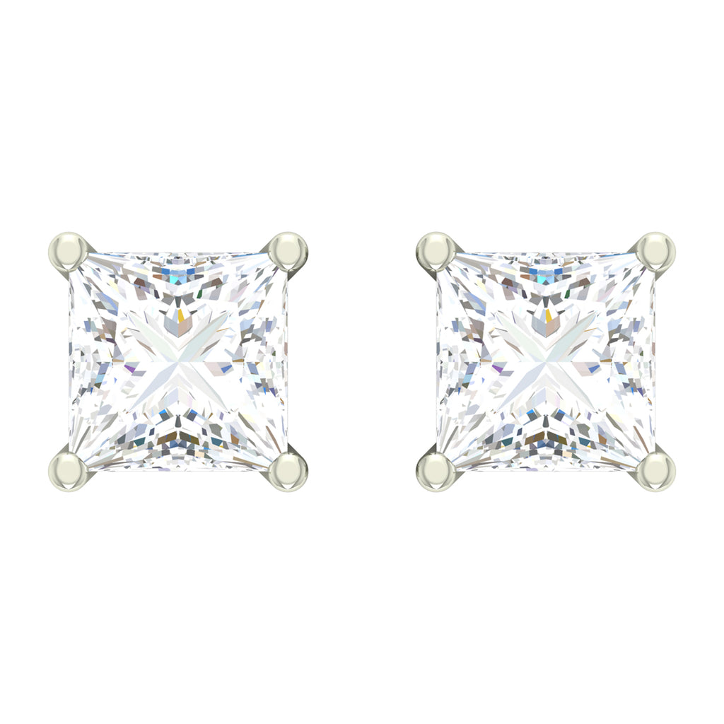 CLARA 925 Sterling Silver Swiss Zirconia Square Earring With Screw Back Gift for Women and Girls