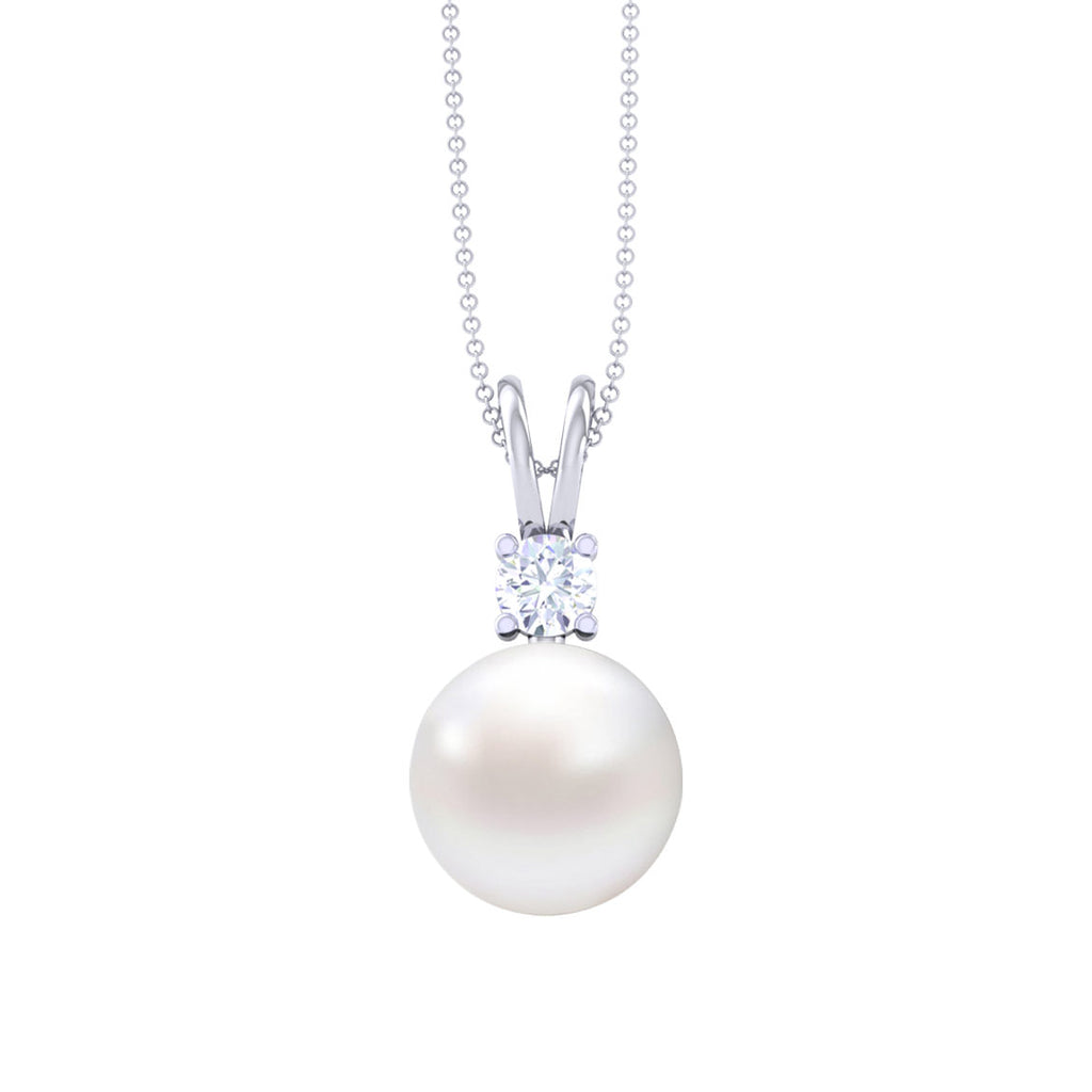 Clara 925 Sterling Silver Classic Pearl Pendant with Chain Gift for Women and Girls