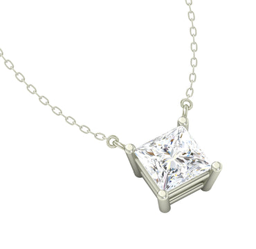 Silver Square Pendant Chain Necklace
