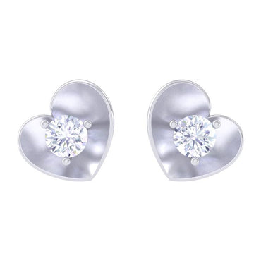 Clara Made with Swiss Zirconia 925 Sterling Silver Platinum Plated Big Heart Solitaire Earring Gift For Women & Girls