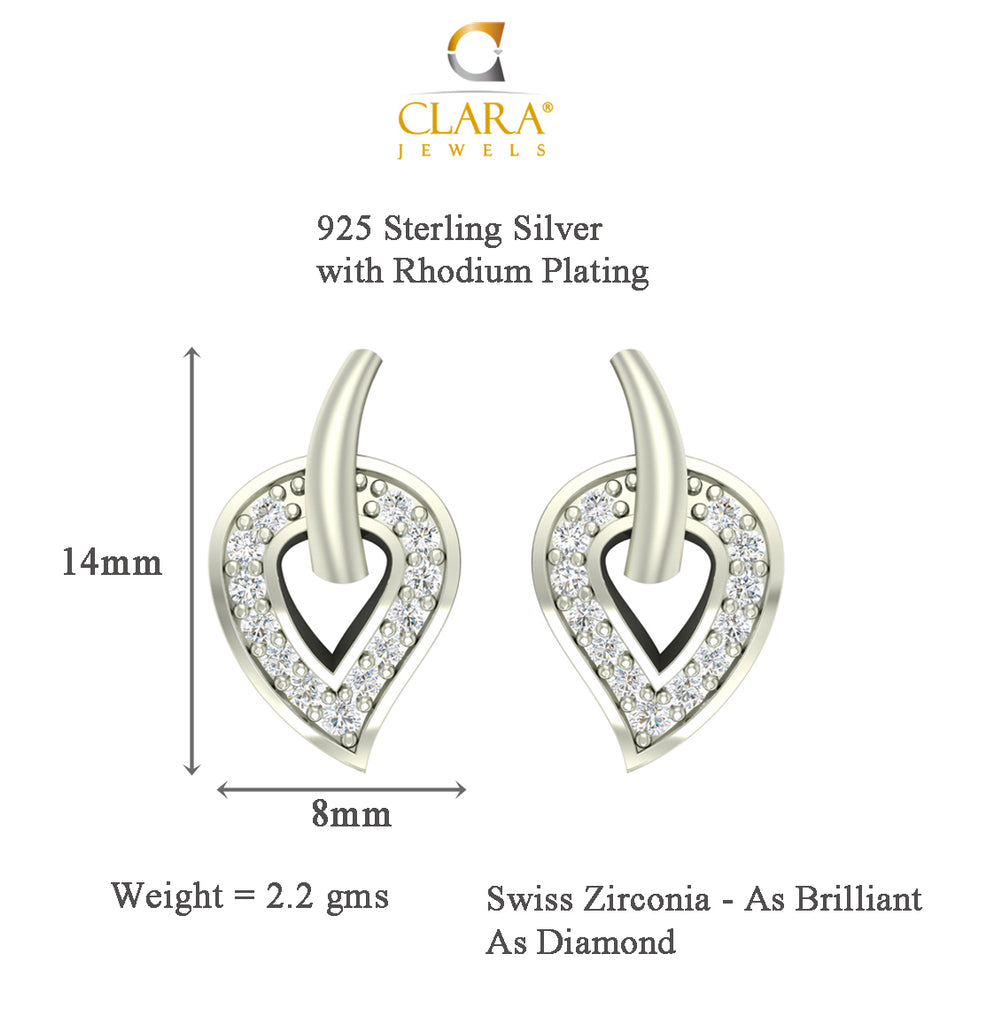 CLARA 925 Sterling Silver Rhodium Plated Stella Pendant Earring Necklace Set with Chain Gift for Women and Girls