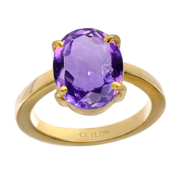 Ceylon Gems Amethyst Katela 4.8cts or 5.25ratti stone Prongs Panchdhatu Ring