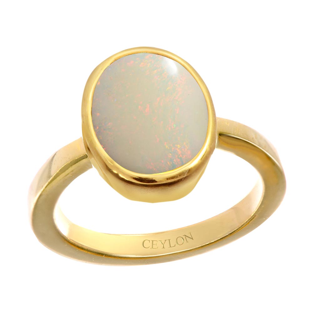 14k Australian Opal Ring with Diamond Clusters – Emily Amey
