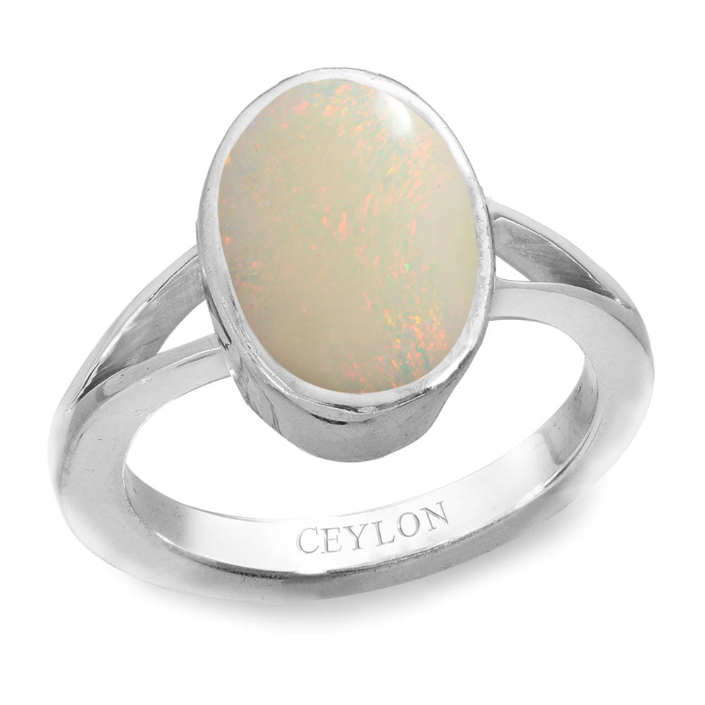 SONIYA GEMS 6.25 Ratti 5.50 Carat Super Multi-fire Opal Silver Ring  Certified Natural Oval White Australian Loose Gemstone (Certified Card from  Lab - Certificate) : Amazon.in: Jewellery