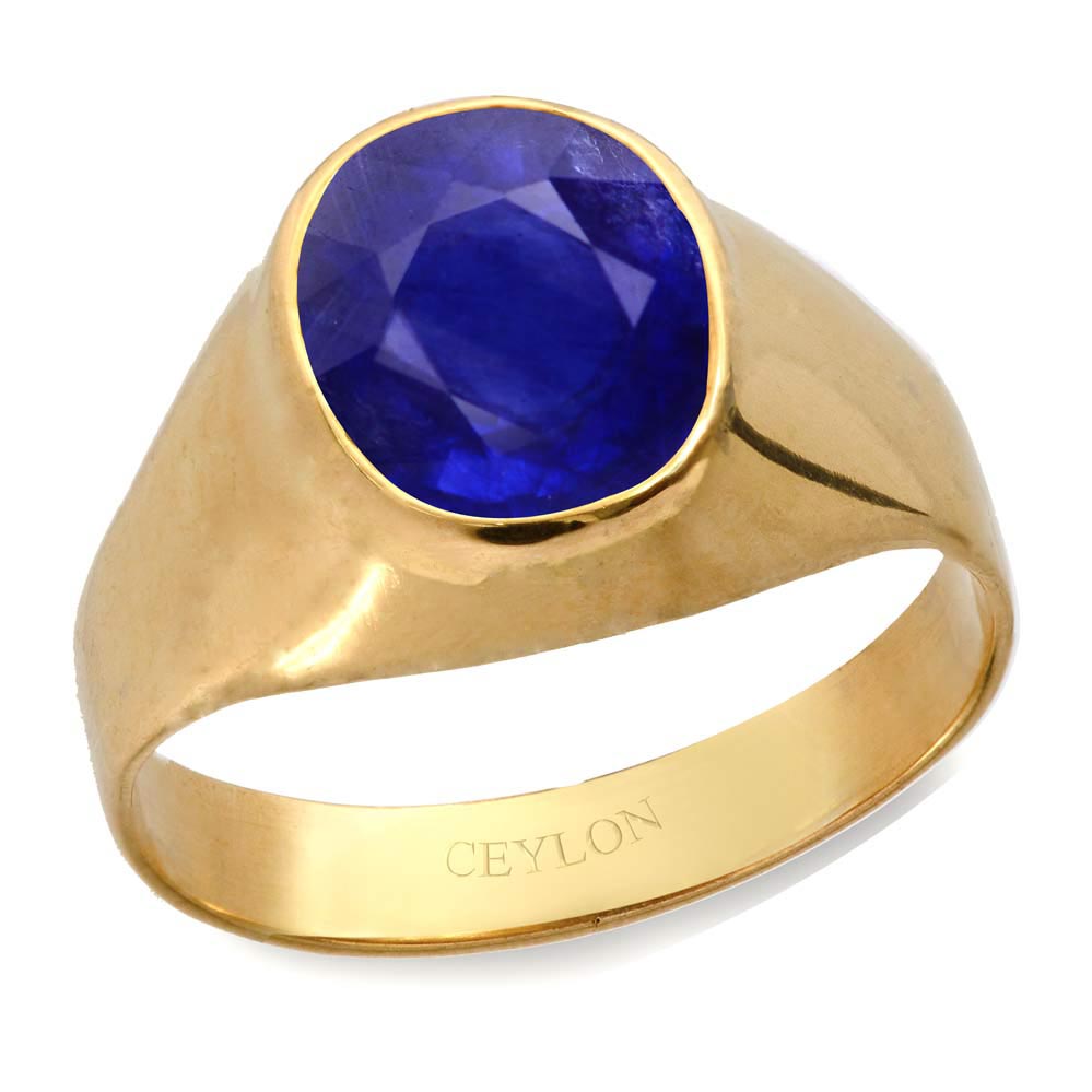 MBVGEMS Origianal certified Natural BLUE SAPPHIRE RING 7.00 Carat Certified  Handcrafted Finger Ring With Beautifull Stone Neelam RING Gold Plated for  Men and Women : Amazon.in: Fashion