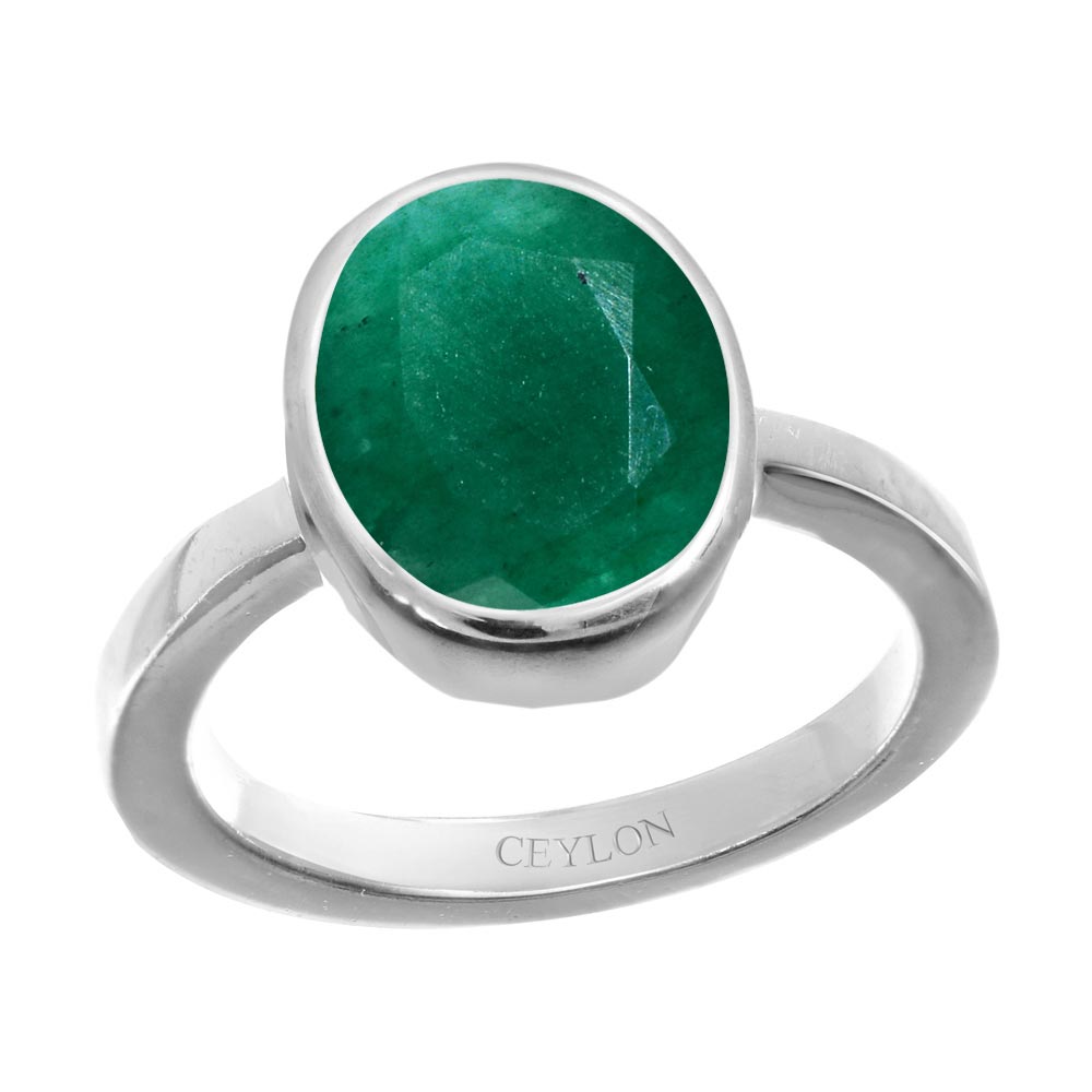 Buy-Ceylon-Gems-Emerald-Panna-3.9cts-Elegant-Silver-Ring