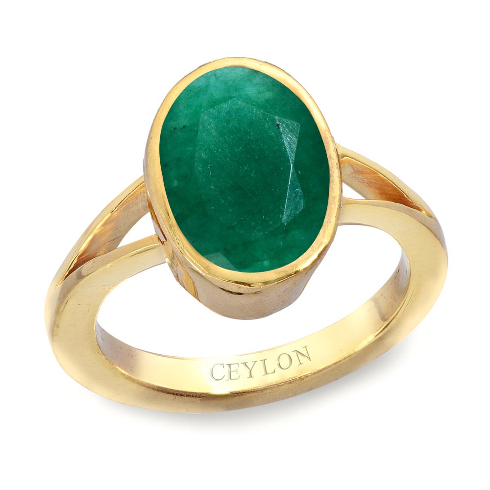 Oval Emerald Bezel Ring in Gold Vermeil – Adina Stone Jewelry