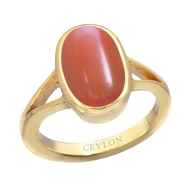 Buy Coral Ring, Natural Orange Coral Stone Ring, Gold Red Jewelry, Genuine Coral  Ring, Vintage Style Ring, Crystals and Gemstone, Oval Stone Online in India  - Etsy