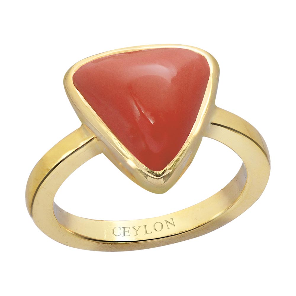 18 Karat Solid Yellow Gold Cabochon Red Coral Estate Ring Vintage Style For  Sale at 1stDibs