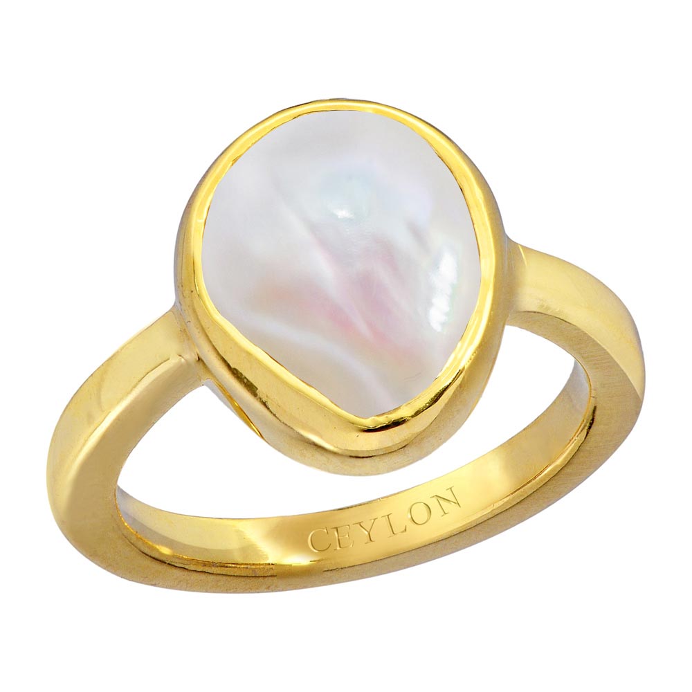 Golden(base),Pink And Green Ladies Brass Drop Moti Finger Ring, 2.3x3.4cm  (lxb) at Rs 235/piece in Jaipur