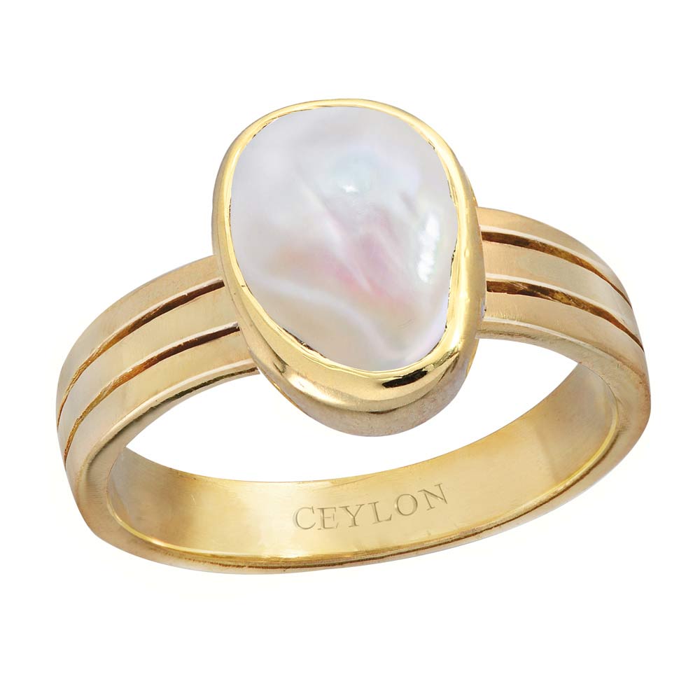 CEYLONMINE White Pearl ring original stone moti certified and Astrological  purpose for Men & Women Stone Pearl Gold Plated Ring Price in India - Buy  CEYLONMINE White Pearl ring original stone moti