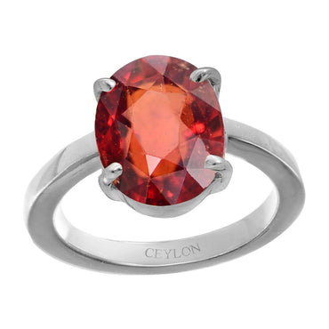 Ceylon Gems Premium Gomed Hessonite 3.9cts or 4.25ratti stone Prongs Silver Ring