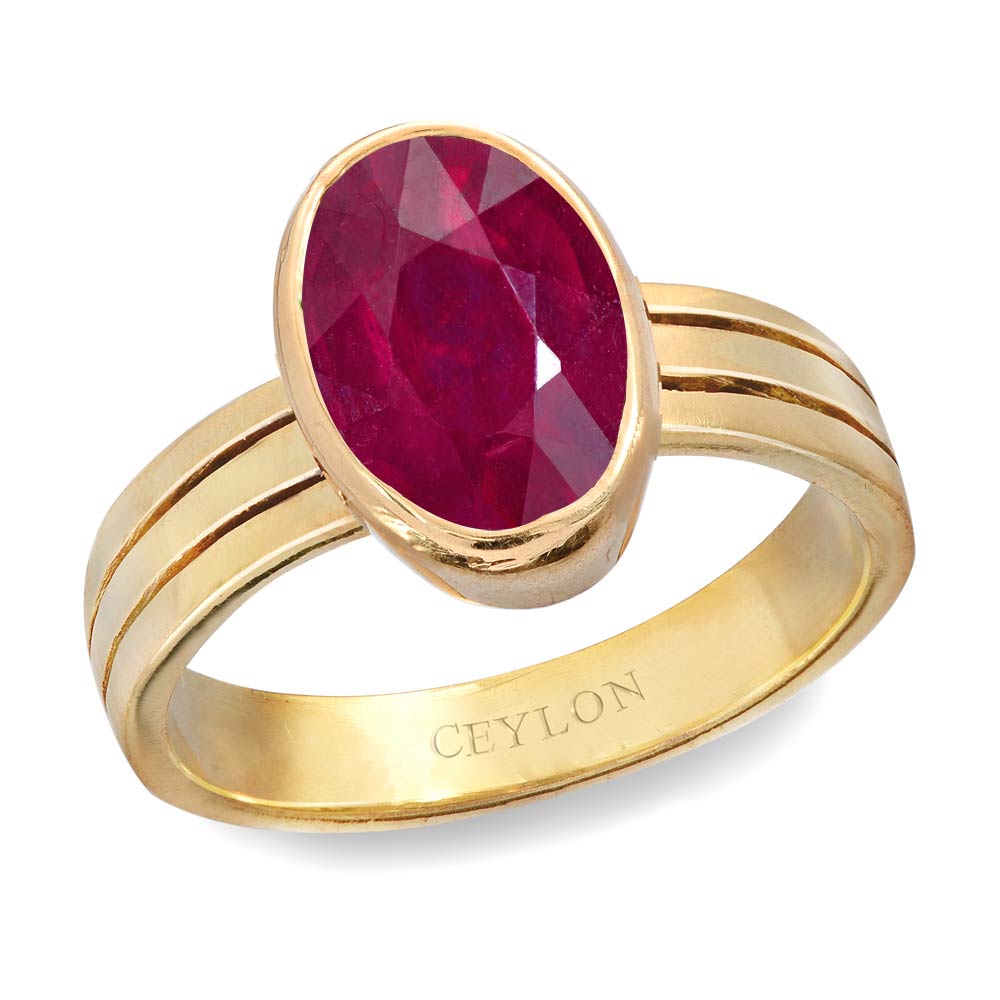 Emerald-Cut Ruby & Diamond Engagement Ring 14k Yellow Gold 5.54ct - AD1754