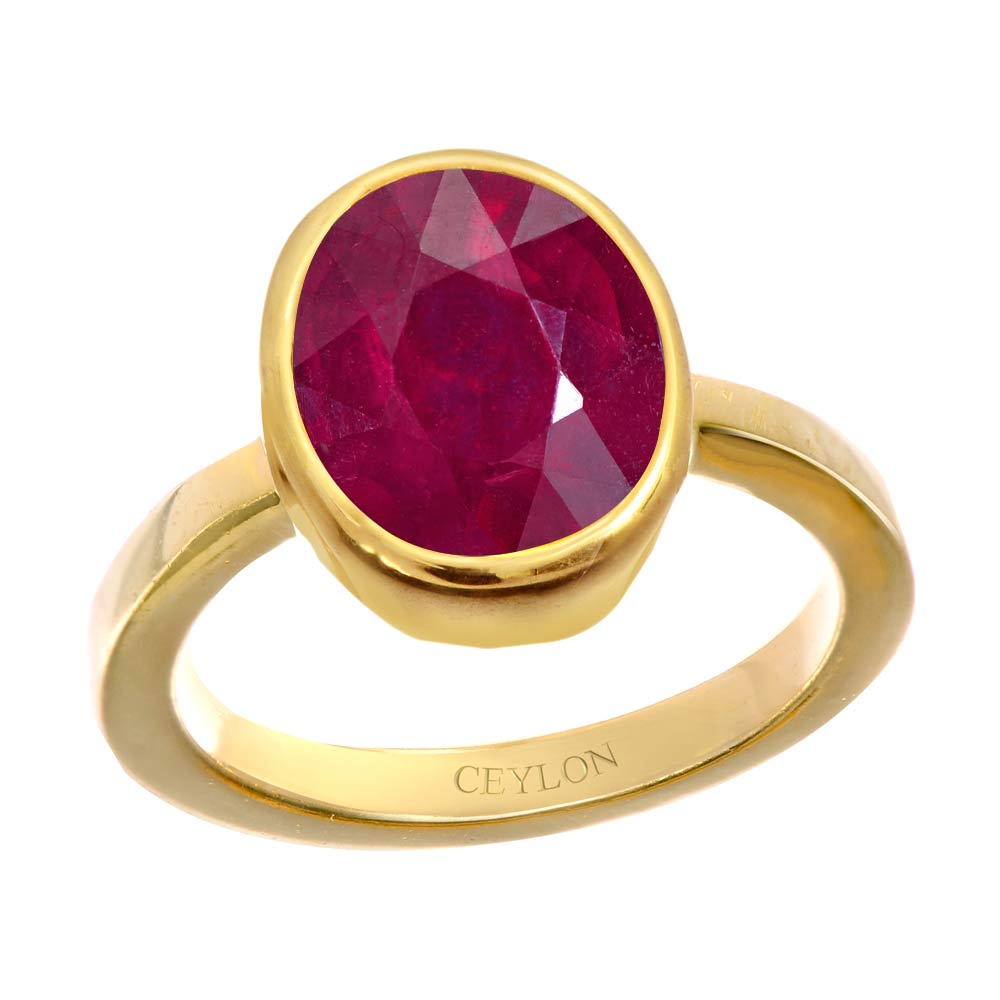 Ayush Gems Ruby Ring Manik Stone Panchdhatu Ring for Men and Women (Red,  5.50 Carat) : Amazon.in: Fashion