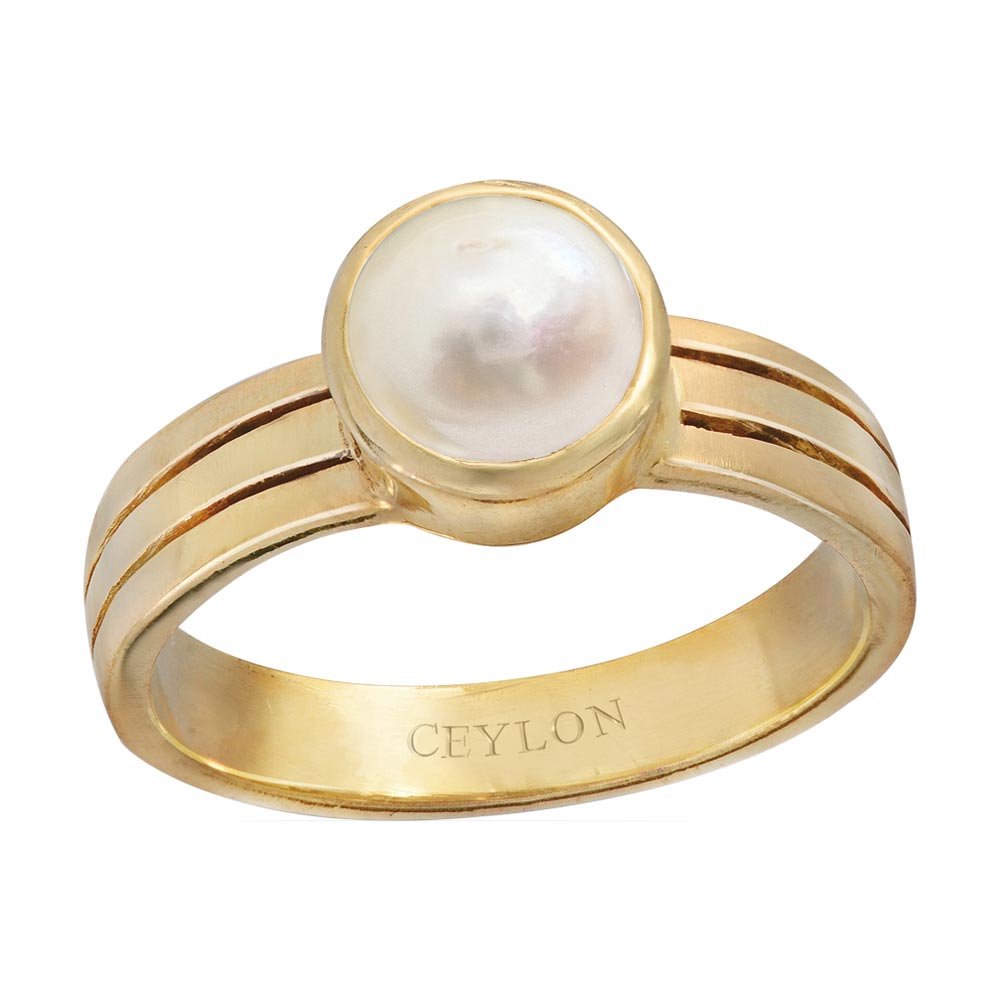 Gold ring with natural pearl 6 mm | JewelryAndGems.eu