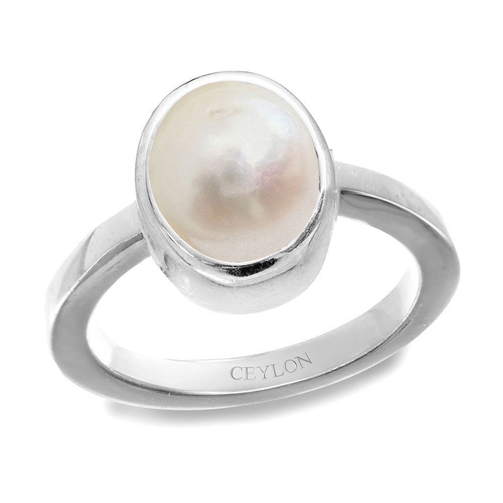 White Natural Freshwater Pearl Halo Ring from Black Diamonds New York