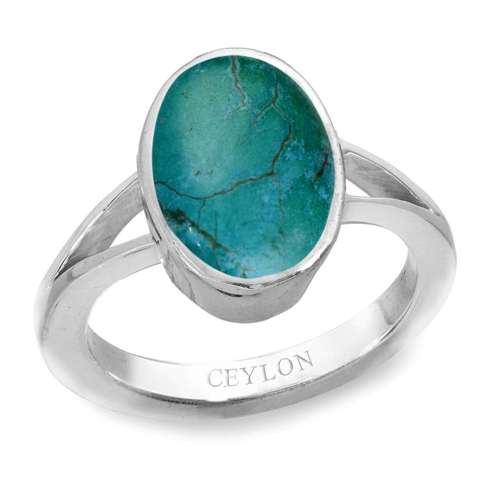 Ceylon Gems Turquoise Firoza 3.9cts or 4.25ratti stone Zoya Silver Ring