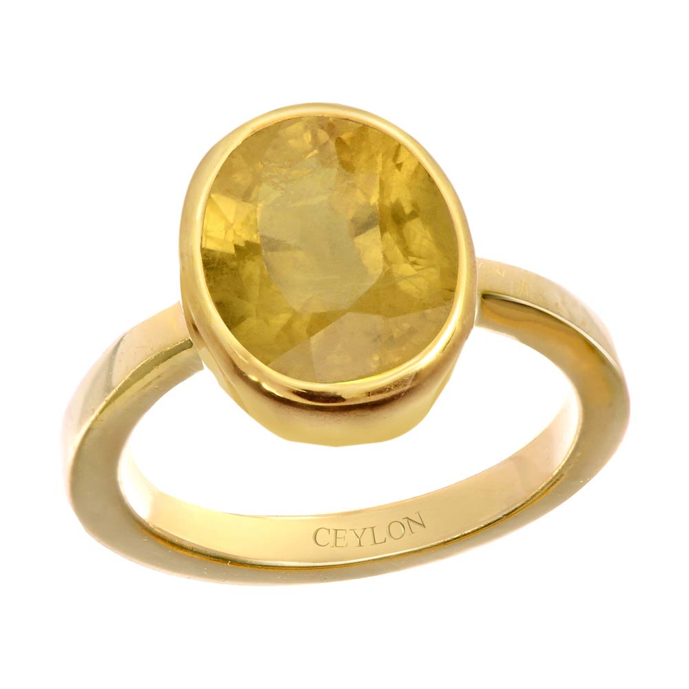 AKSHITA GEMS 8.00 Carat Unheated Untreatet A+ Quality Natural Yellow  Sapphire Pukhraj Gemstone Gold Plated Ring for Women's and Men's {Lab  Certified} : Amazon.in: Jewellery