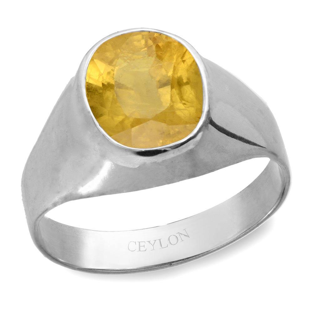 Natural Certified 925 Sterling Silver Yellow Sapphire Pukhraj Gemstone ,  Pilla Stone Ring , Ring for Unisexchristmas Gift - Etsy