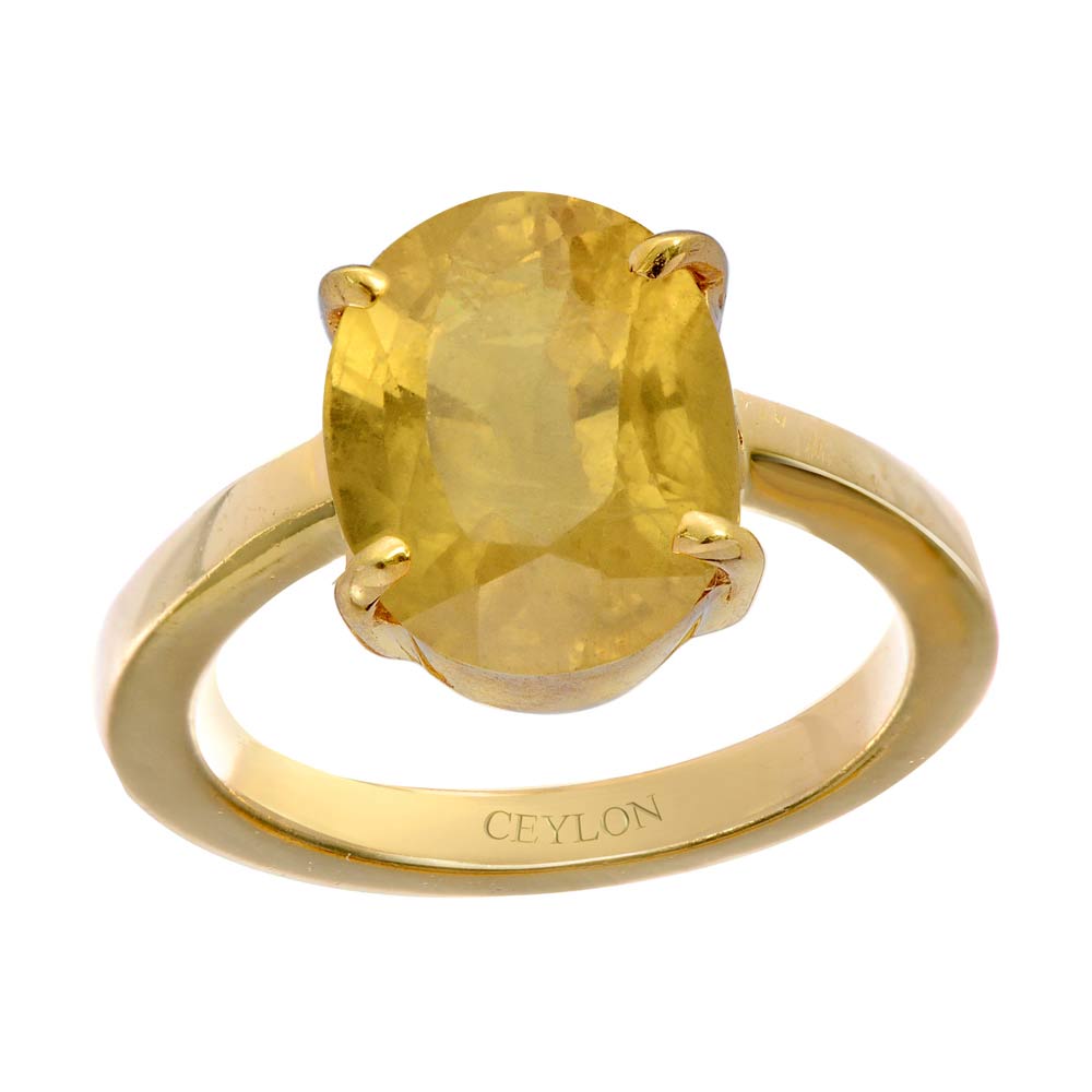 Pukhraj Stone Original Certified Yellow Sapphire Gemstone Gold Plated  Adjustable Woman Man Ring With Lab Certificate
