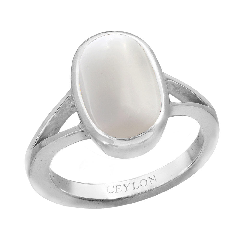 Ceylon Gems White Coral Safed Moonga 6.5cts or 7.25ratti stone Zoya Silver Ring