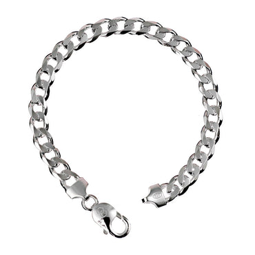CLARA Anti-Tarnish 92.5 Sterling Silver Curb Bracelet 8 inch 15 gm Gift for Men & Boys