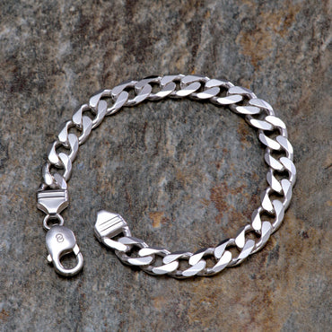 CLARA Anti-Tarnish 92.5 Sterling Silver Curb Bracelet 8.5 inch 22 gm Gift for Men & Boys