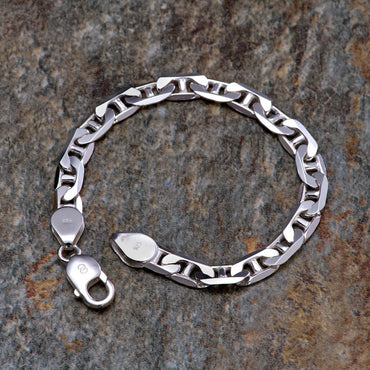 CLARA Anti-Tarnish 92.5 Sterling Silver Bracelet 8 inch 18 gm Gift for Men & Boys