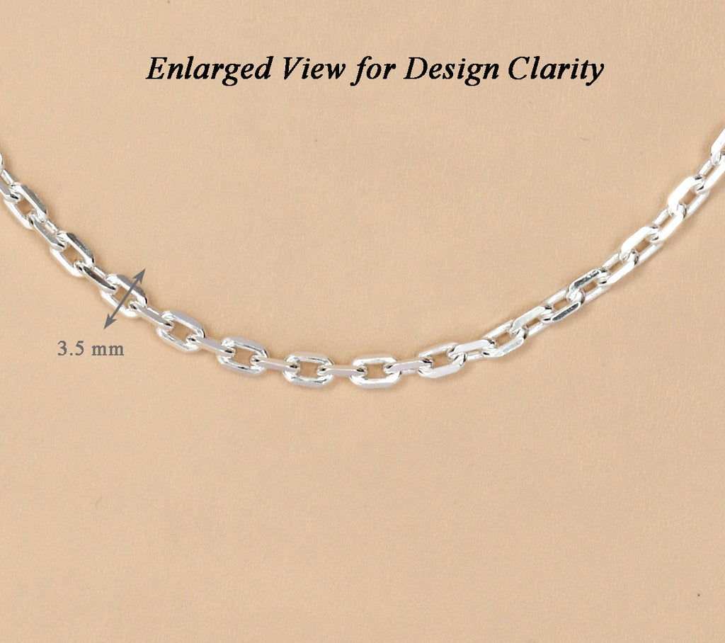 Clara Anti-Tarnish 92.5 Sterling Silver Link Chain Necklace in 20 24 28 inches for Men & Boys